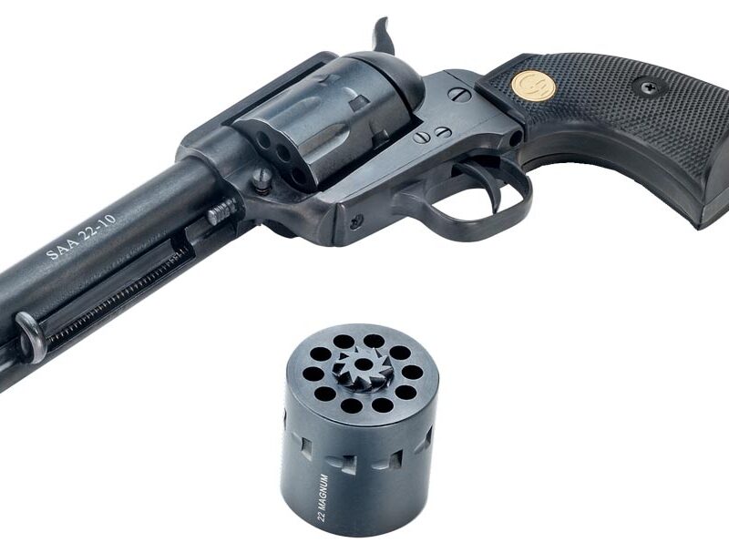 Chiappa Firearms 340170D SAA 1873  Medium Frame 22 LR/22 WMR 10 Shot, 7.50" Blued Steel Barrel, Blued Steel Frame, Blued Cylinder, Black Plastic Grip, Exposed Hammer