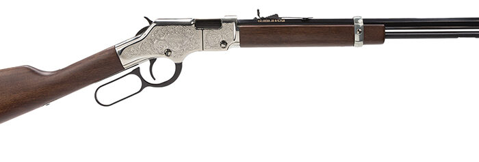 Henry H004SE Silver Eagle  Full Size 22 Short/ 22 Long/ 22 LR (16 LR/21 Short) 20" Blued Barrel, Nickel-Plated Metal Finish, American Walnut Stock Right Hand