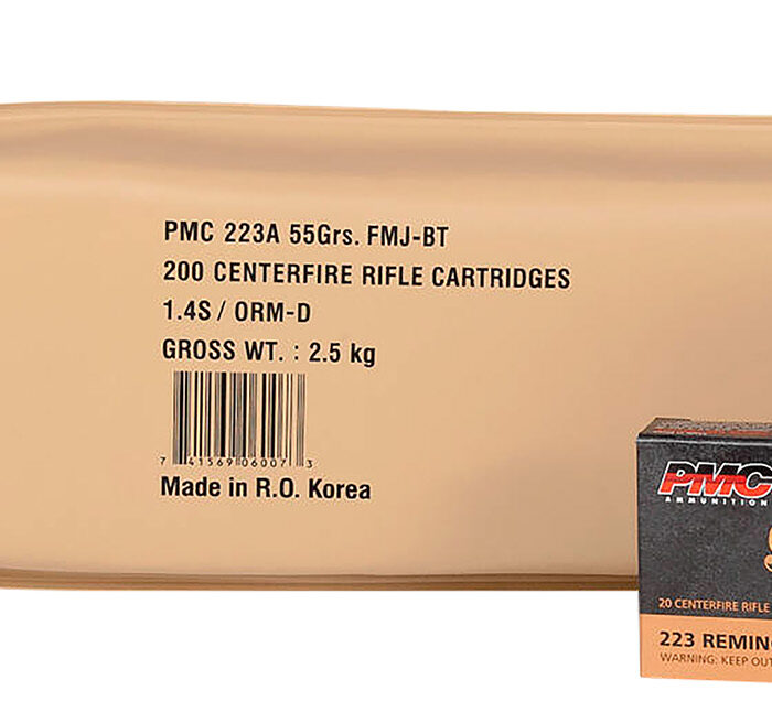 PMC 223ABP Bronze Battle Pack 223Rem 55gr Full Metal Jacket Boat Tail 200 Per Box/5 Case