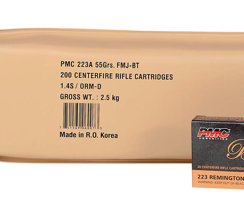PMC 223ABP Bronze Battle Pack 223Rem 55gr Full Metal Jacket Boat Tail 200 Per Box/5 Case