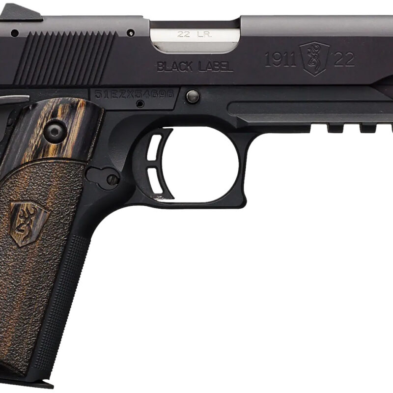Browning 051816490 1911-22 Black Label Full Size Frame 22 LR 10+1, 4.25" Stainless Steel Barrel, Matte Black Serrated Slide & Polymer Frame w/Beavertail & Picatinny Rail