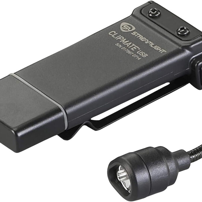 Streamlight 61126 ClipMate USB Clip-On Light  Black 0.2/0.5/10/70 Lumens White/Red LED