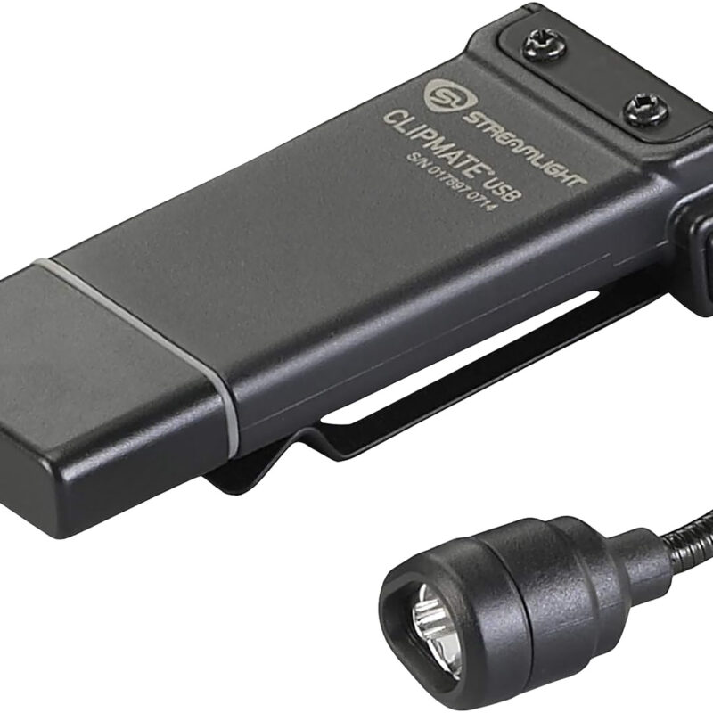Streamlight 61126 ClipMate USB Clip-On Light  Black 0.2/0.5/10/70 Lumens White/Red LED
