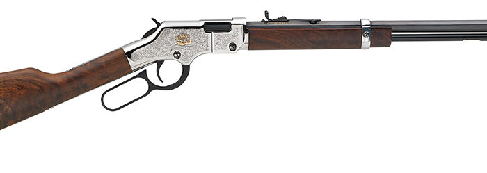 Henry H004AB Golden Boy American Beauty 22 Short, 22 Long or 22 LR Caliber with 16 LR/21 Short Capacity, 20" Blued Barrel, Nickel-Plated Metal Finish & American Walnut Stock Right Hand (Full Size)