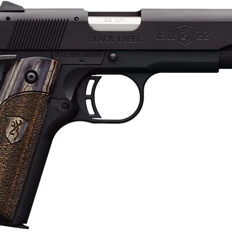 Browning 051814490 1911-22 Black Label Full Size Frame 22 LR 10+1, 4.25" Stainless Steel Barrel, Matte Black Serrated Slide & Polymer Frame w/Beavertail