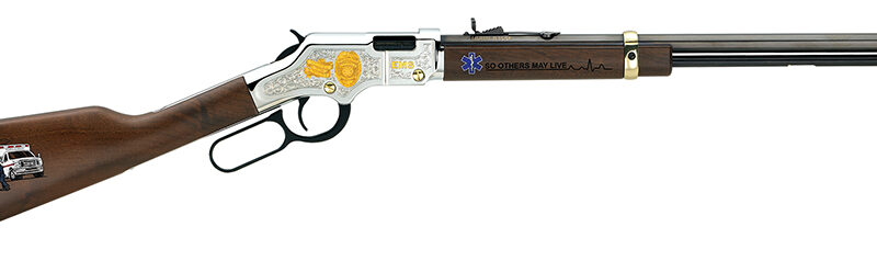 Henry H004EMS Golden Boy EMS Tribute Edition 22 LR, 16 LR/21 Short, 20" Blued 20" Octagon Steel Barrel,  Nickel-Plated Steel Engraved Receiver, American Walnut Stock Engraved, Right Hand