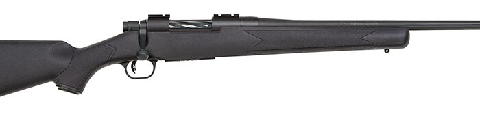 Mossberg 27838 Patriot  Full Size 243 Win 5+1 22" Matte Blued Fluted Barrel, Drilled & Tapped Matte Blued Stainless Steel Receiver, Black Fixed Synthetic Stock, Right Hand