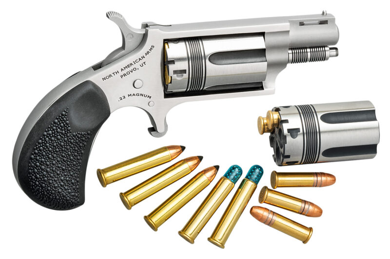 North American Arms 22MSCTW Wasp  22 LR or 22 WMR 5 rd 1.13" Vent Rib Barrel, Overall Stainless Steel Finish, Black Pebbled Texture Rubber Grip Includes Cylinder