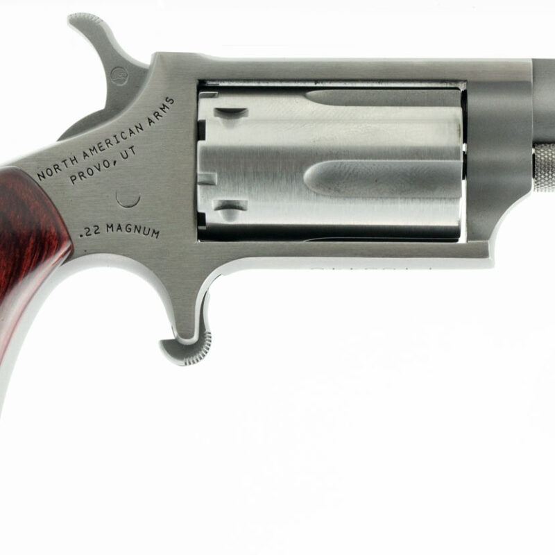 North American Arms 22MCP Mini-Revolver  22 LR or 22 WMR 5 Shot 1.63" Ported Barrel, Overall Stainless Steel Finish, Rosewood Birdshead Grip Includes Cylinders