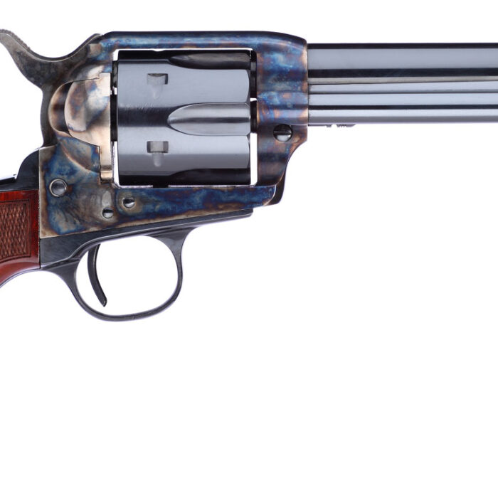 Taylors & Company 556209DE Short Stroke Gunfighter  357 Mag 6rd 5.50" Blued Cylinder & Barrel Color Case Hardened Steel Frame Checkered Walnut Army Size Grip (Taylor Tuned)