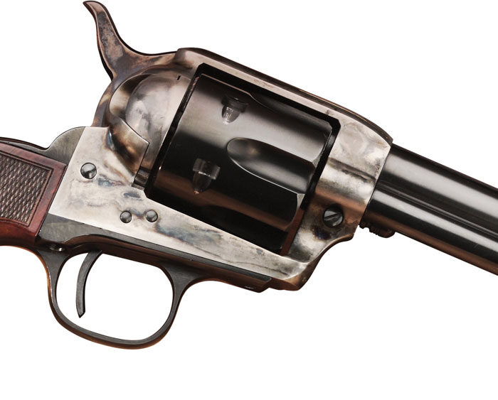 Taylors & Company 556202DE Short Stroke Smoke Wagon  45 Colt (LC) 6rd 5.50" Blued Cylinder & Barrel Color Case Hardened Steel Frame Checkered Walnut Navy Size Grip (Taylor Tuned)