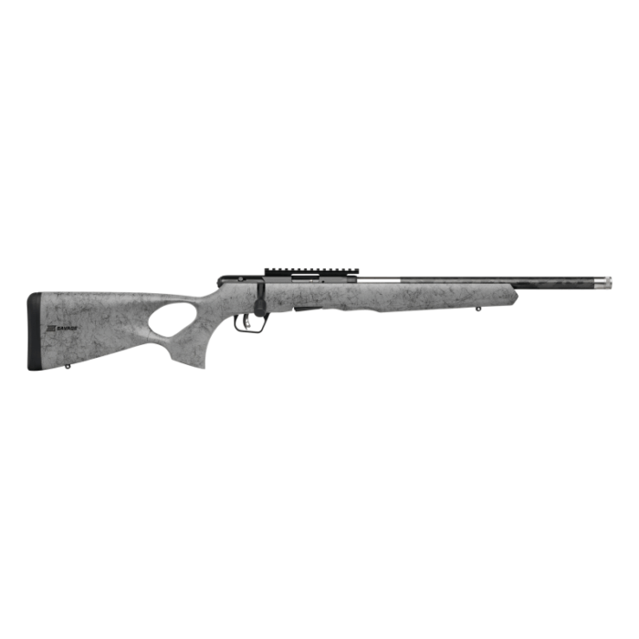 Savage Arms B22 Timberlite Thumbhole Rifle .22 LR 10rd Magazine 18" 1/2x28 Threaded Barrel Grey with Black Spiderweb