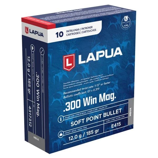 Lapua Rifle Ammuntion .300 Win Mag 185gr Mega SP 2723 fps 10/ct