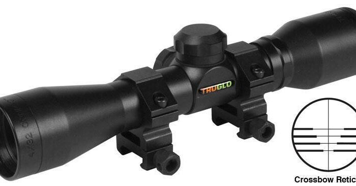 Truglo 4x32mm Compact Crossbow Scope with Weaver Style Rings - Crossbow Reticle Black