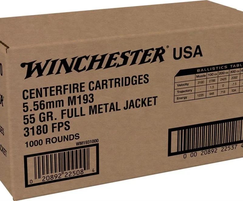 WINCHESTER 5.56 MM M193 55 FMJ WIN LC 1000RD 1000 RD/BX 1 BX/CS