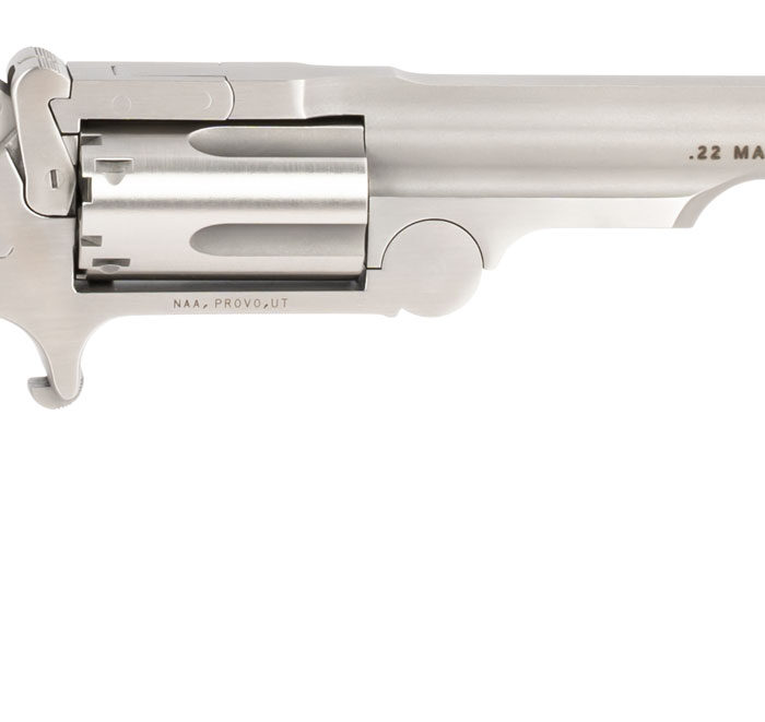 North American Arms 22MCR4 Ranger II  22 LR/22 WMR 5 Shot 4" Stainless Steel Barrel, Stainless Steel Frame, Stainless Cylinder, Rosewood Boot Grip, Exposed Hammer, Extra Cylinder