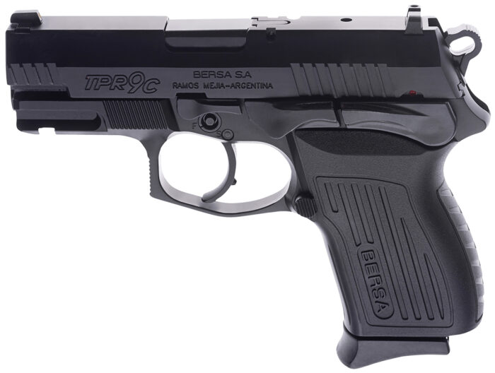 Bersa TPR9CM TPRC  Compact Frame 9mm Luger 13+1, 3.25" Black Manual Barrel, Matte Black Serrated Steel Slide & Aluminum Frame, Ambidextrous