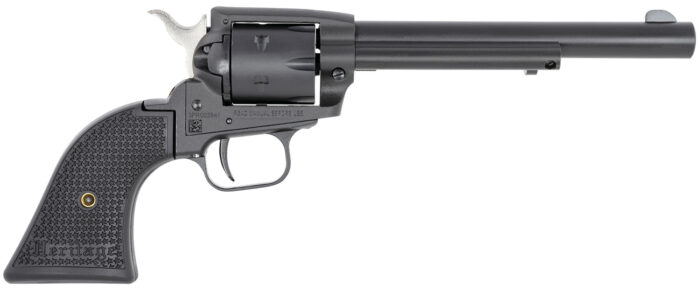 Heritage Mfg SRR22MBS6PG Rough Rider  22 LR/22 WMR 6 Shot/ 6.50" Black Satin Steel Barrel, Frame & Cylinder, Black Polymer Grip, Hammer/Thumb Safety, Exposed Hammer