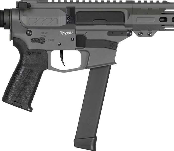 CMMG 99A3B0FTNG Banshee MKGS 9mm Luger 33+1 8" Black Nitride Medium Taper Threaded Barrel, EML 7" M-LOK Handguards, Tungsten Cerakote Aluminum Picatinny Rail Receiver, CMMG Zeroed Grips