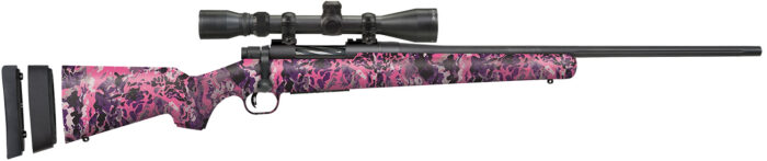 Mossberg 28258 Patriot Super Bantam w/Optic 350 Legend 4+1 22" Matte Blued Fluted Threaded Barrel, Matte Blued Drilled & Tapped Receiver, Adj LOP Muddy Girl Wild Synthetic Stock, 3-9x40mm Duplex