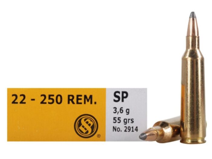 Sellier & Bellot Rifle Ammunition .22-250 Rem 55 gr SP  - 20/box