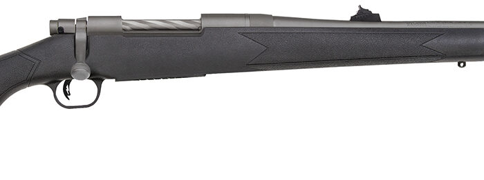 Mossberg 28073 Patriot  Full Size 375 Ruger 3+1 22" Stainless Cerakote Barrel, Drilled & Tapped Stainless Cerakote Receiver, Black Fixed Synthetic Stock, Right Hand