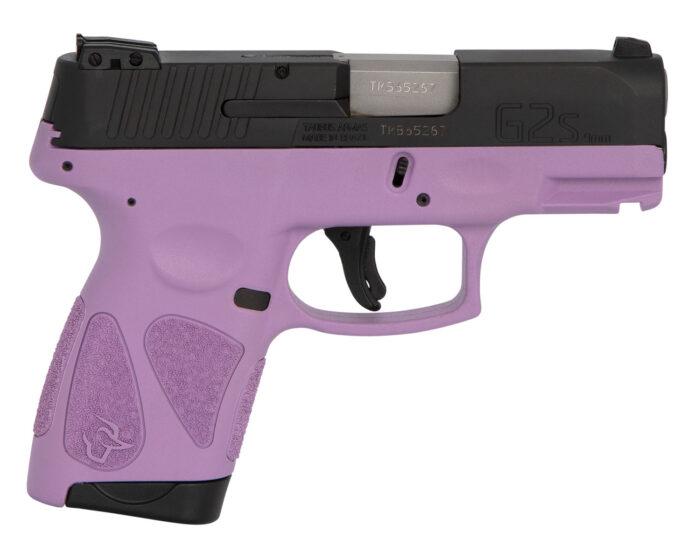Taurus 1G2S931LP G2S  Compact Frame 9mm Luger 7+1 3.26" Matte Stainless Steel Barrel, Matte Black Serrated Alloy Steel Slide, Light Purple Polymer Frame w/Picatinny Rail & Polymer Grip, Right Hand