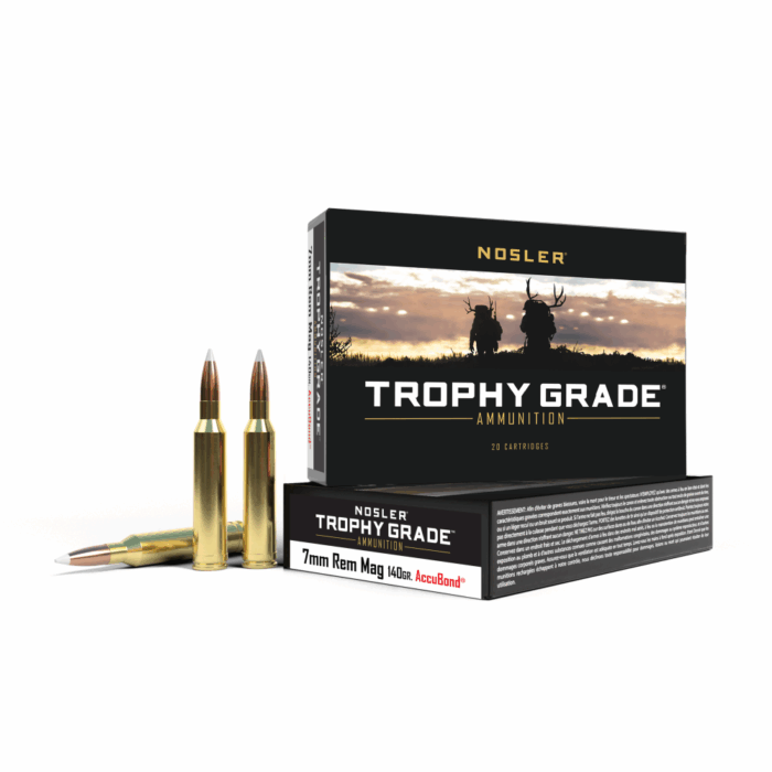Nosler Trophy Grade Rifle Ammunition 7mm Rem Mag 140 gr AB 3125 fps 20/ct