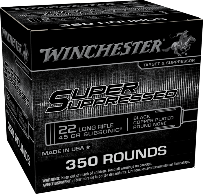WINCHESTER 22 LR SUPER SUPRESSED RN CP 45 GR SUBSONIC 350RD/BOX 4BX/CS