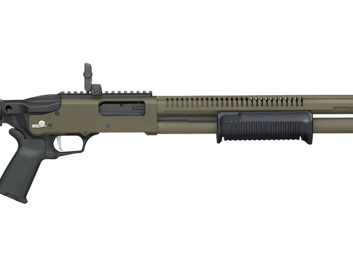 MOSSBERG 590R CERAKOTE 12G 3" SHOTGUN 18.5" W/ H.S., ODG, MOE GRIP/FLIP UP, 5 POSITION STOCK, 6+1