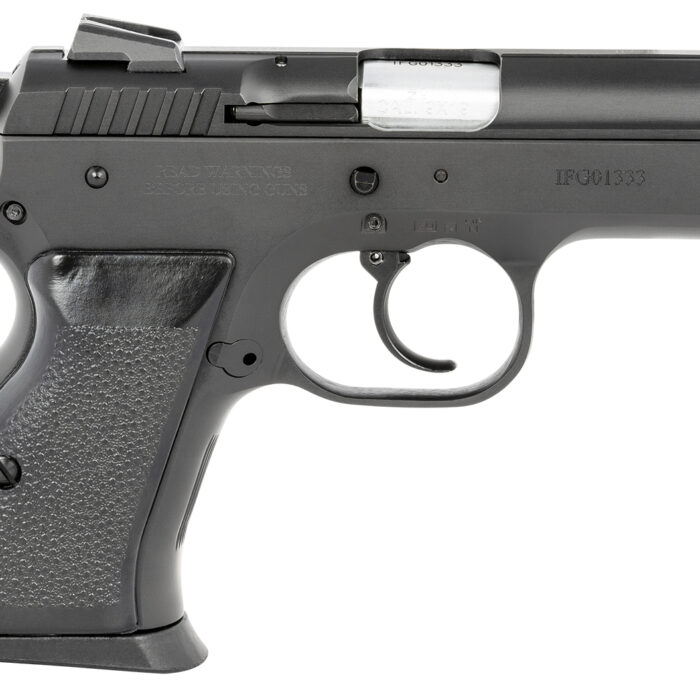 Tanfoglio TFCOMBATC9 Combat  Compact Frame 9mm Luger 13+1, 3.62" Stainless Steel Barrel, Black Serrated Steel Slide & Frame w/Beavertail, Black Polymer Grip