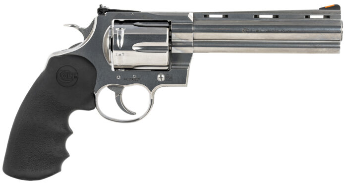 Colt Mfg ANACONDASP6RTS Anaconda  44 Mag 6 Shot 6" Stainless Recessed Target/Vent Rib Barrel,  Cylinder & Frame, Black Hogue Rubber w/Finger Grooves Grip