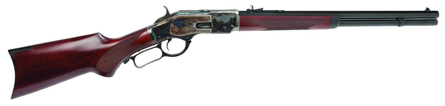 Cimarron CA204 1873 Short Deluxe Full Size 45 Colt (LC) 10+1, 20" Blued Octagon Steel Barrel, Color Case Hardened Steel Receiver, Walnut Fixed Pistol Grip Stock, Right Hand