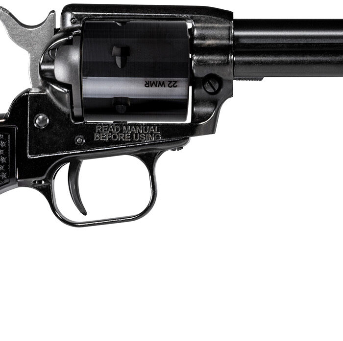 Heritage Mfg RR22MB4PG Rough Rider  22 LR/22 WMR 6 Shot, 4.75" Black Steel Barrel, Black Cerakote Zinc Alloy Frame, Black Cerakote Cylinder, Black Polymer Grip, Hammer/Thumb Safety, Exposed Hammer