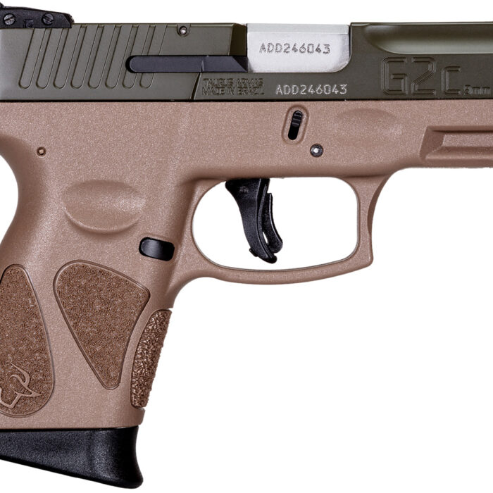Taurus 1G2C93B12B G2C  Compact Frame 9mm Luger 12+1, 3.26" Matte Stainless Steel Barrel, Moss Green Cerakote Serrated Steel Slide, Bronze Cerakote Polymer Frame w/Picatinny Rail
