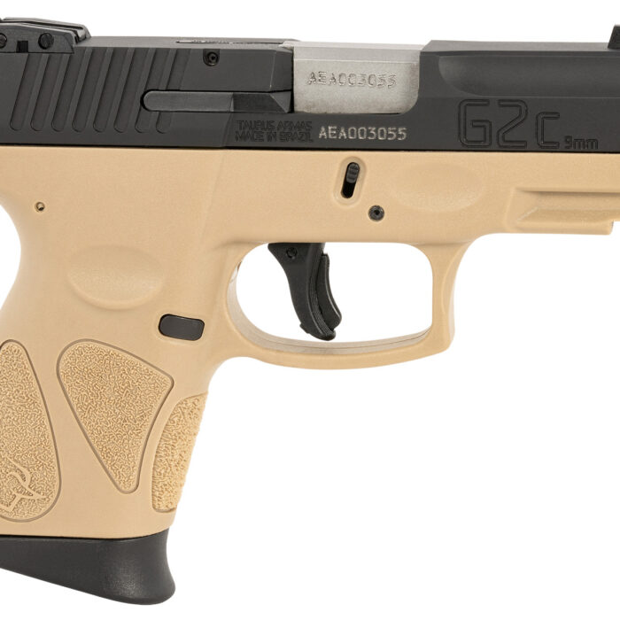 Taurus 1G2C93112T G2C  Compact Frame 9mm Luger 12+1 3.26" Matte Stainless Steel Barrel, Matte Black Serrated Steel Slide, Coyote Tan Polymer Frame w/Picatinny Rail & Polymer Grip, Right Hand