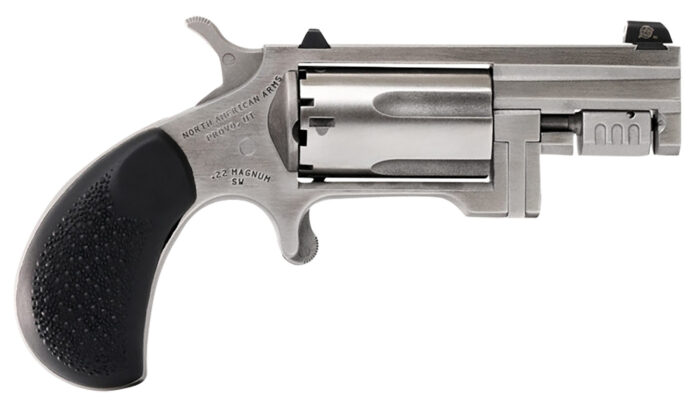 North American Arms SNT Sentinel  22 WMR 5 Shot 1.42" Matte Stainless Steel Barrel, Stainless Cylinder, Matte Stainless Steel Frame, Slip-on Rubber Pebble Grip, Exposed Hammer