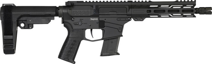 CMMG 57A340FAB Banshee MK57 5.7x28mm 20+1 8" Black Nitride Medium Taper Threaded Barrel, EML 7" M-LOK Handguards, Black Armor Cerakote Aluminum Picatinny Rail Receiver, CMMG Zeroed Grips