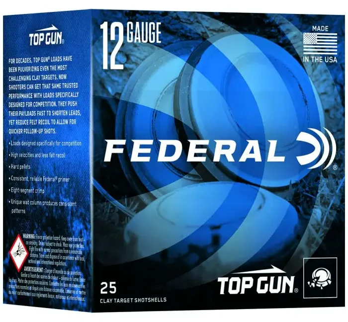 FEDERAL TOP GUN 12GA 2-3/4” 1OZ 1,250 FPS 8 25 RD/BX 10 BX/CS