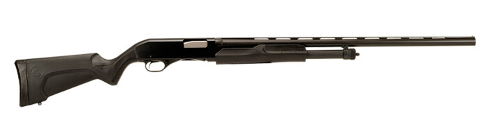 Stevens 22436 320 Field Full Size 20 Gauge Pump 3" 5+1 26" Matte Black Vent Rib Barrel, Matte Black Aluminum Receiver, Fixed Matte Black Synthetic Stock, Ambidextrous