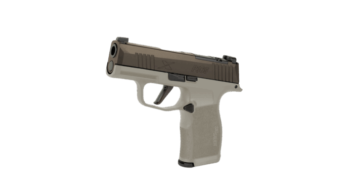 SIG SAUER P365X TWO TONE TAN 9MM PSTL 3.1" BBL 2-12RD MAGS, OPTC PLTE COVER