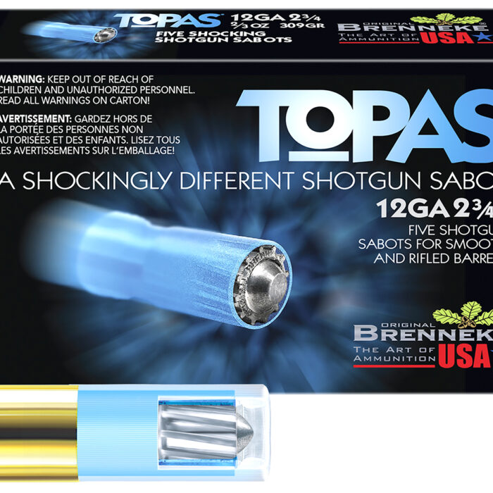 Brenneke SL122TOP TOPAS  12Gauge 2.75" 2/3oz Sabot Slug Shot 5 Per Box/50 Case