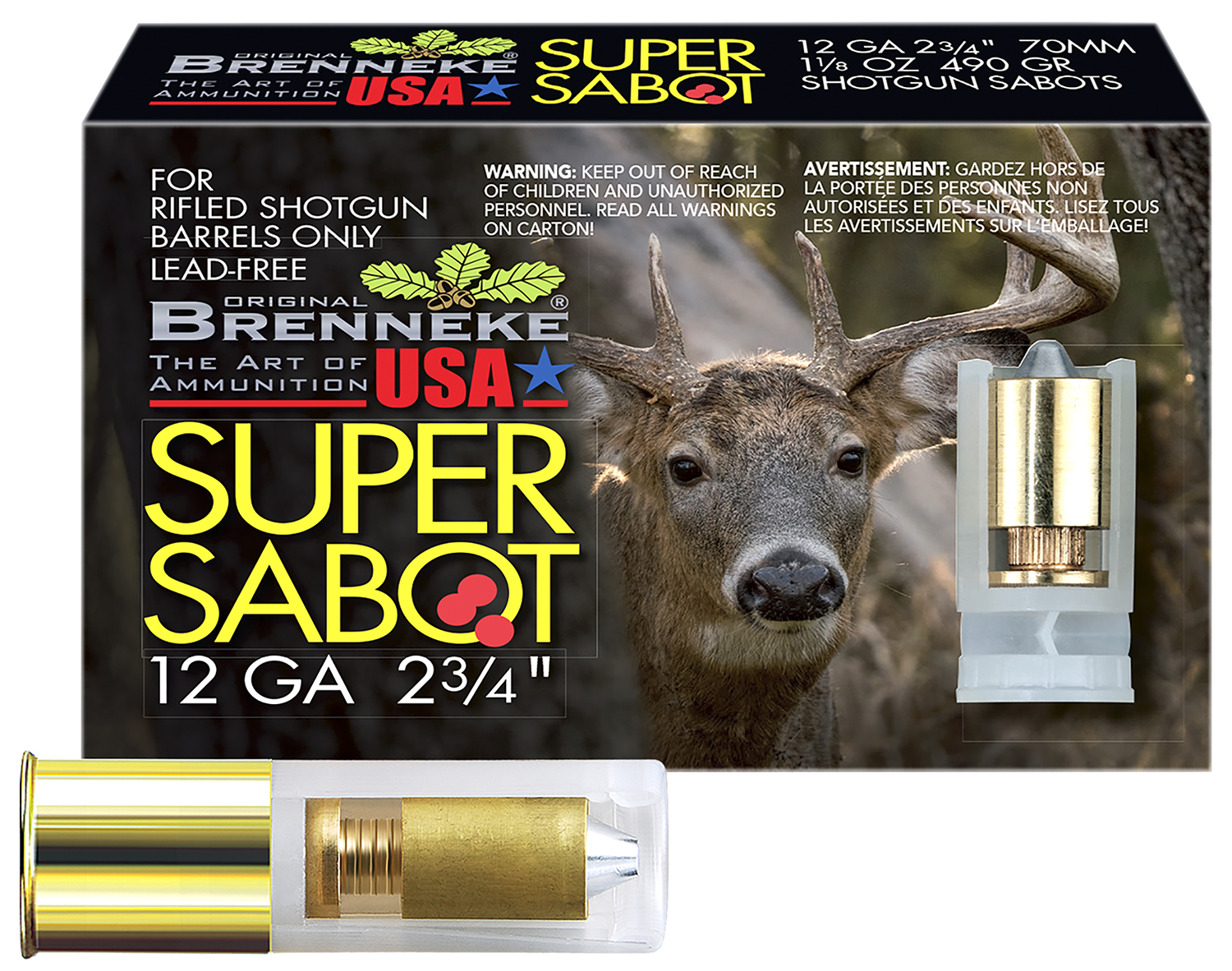 Brenneke SL122SUS SuperSabot 12Gauge 2.75" 1 1/8oz Sabot Slug Shot 5 Per Box/50 Case 3 Brenneke SL122SUS SuperSabot  12Gauge 2.75" 1 1/8oz Sabot Slug Shot 5 Per Box/50 Case