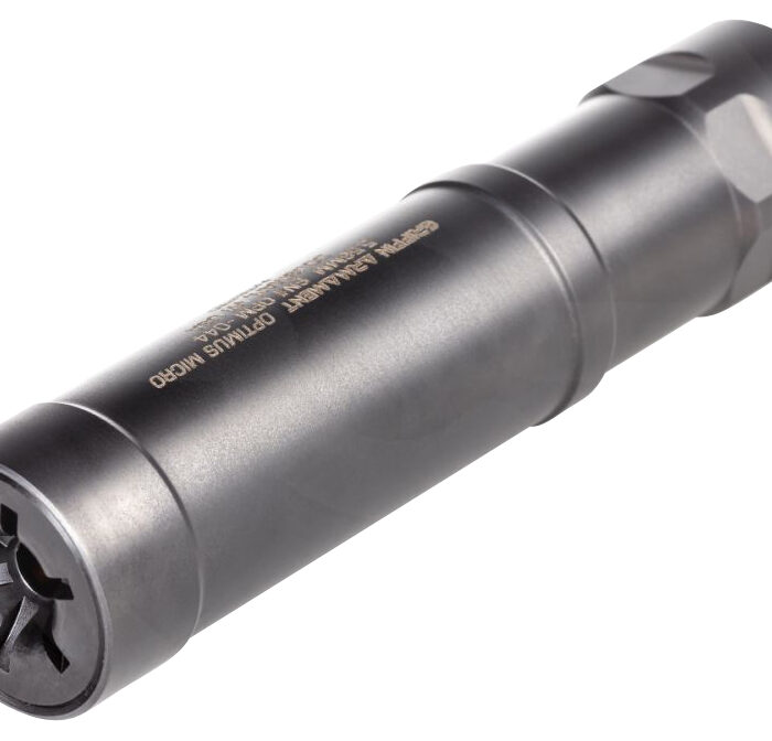 Griffin Armament GAOPTM Optimus Micro 22 Cal (Rimfire) 1.10" 1/2"-28 tpi, Black Nitride Stainless Steel, Direct Thread Mount Included