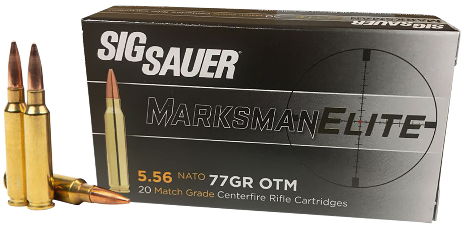 Sig Sauer E556M420 Marksman 5.56x45mm NATO 77 gr Open Tip Match 20 Per Box/ 10 Case 3 Sig Sauer E556M420 Marksman  5.56x45mm NATO 77 gr Open Tip Match 20 Per Box/ 10 Case