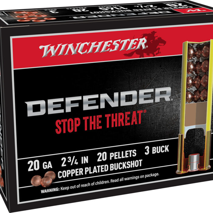 Winchester Ammo SB203PD Defender  20Gauge 2.75" 20Pellets Copper Plated 3Buck Shot 10 Per Box/10 Case