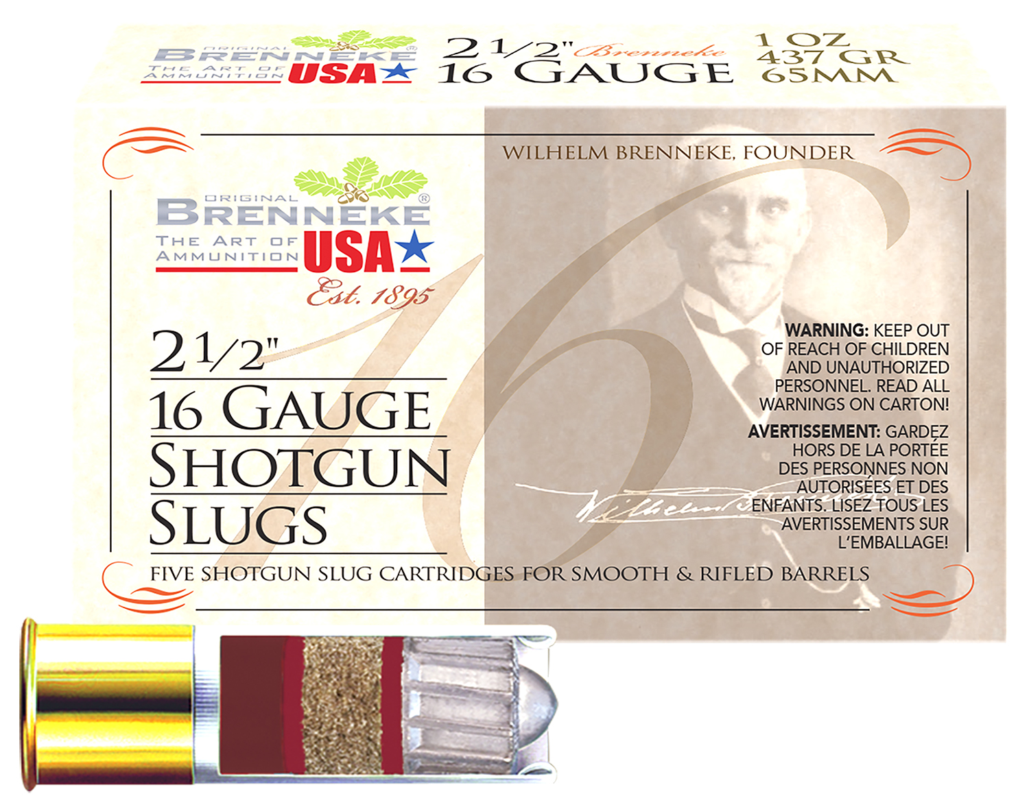 Brenneke SL162BR Brenneke 16 16Gauge 2.50" 1oz Slug Shot 5 Per Box/50 Case 3 Brenneke SL162BR Brenneke 16  16Gauge 2.50" 1oz Slug Shot 5 Per Box/50 Case
