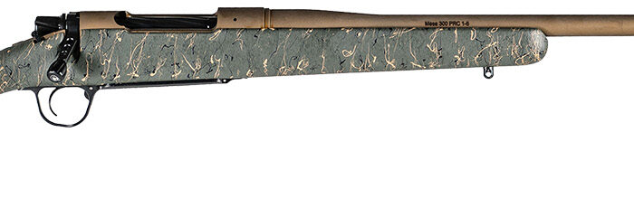 Christensen Arms 8010201200 Mesa Long Range 6.5 PRC 4+1 26" Threaded Barrel, Burnt Bronze Cerakote, Green with Black/Tan Webbing Stock