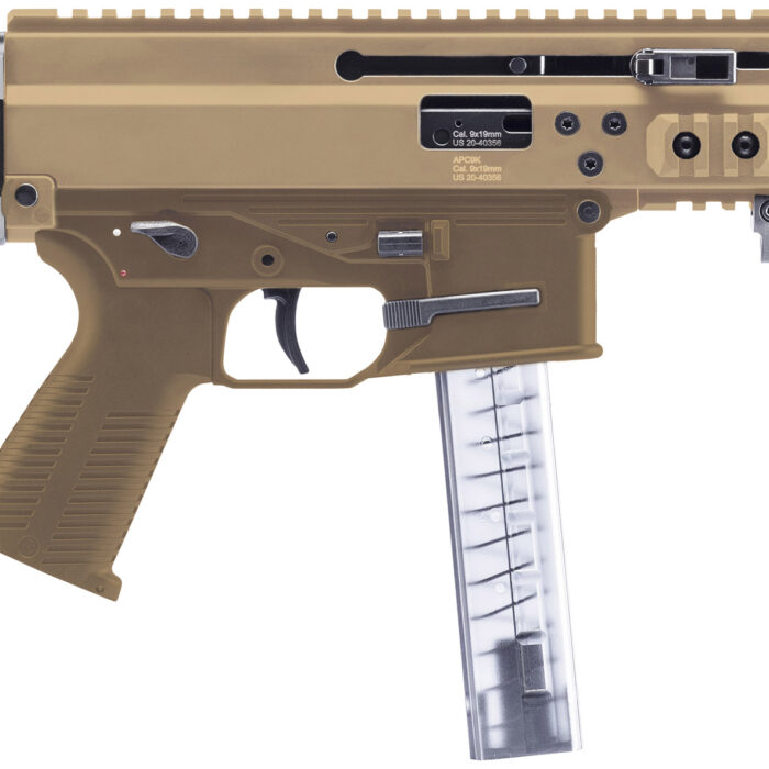 B&T Firearms BT36045CT APC9K Pro 9mm Luger 30+1 4.30" Black Threaded Barrel, M-LOK Handguard, Coyote Tan Aluminum Picatinny Rail Receiver, Coyote Tan Polymer Grips, Ambidextrous