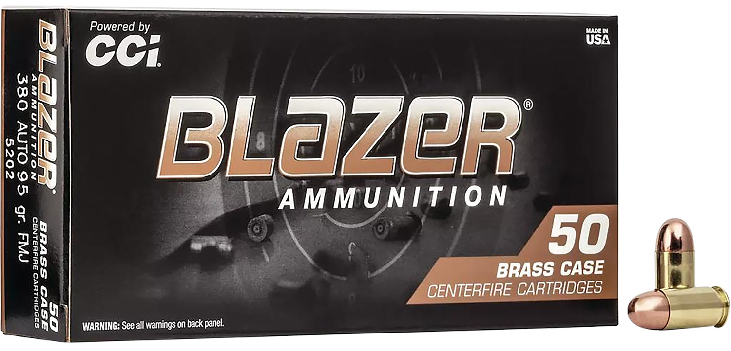 CCI 5202 Blazer Brass Handgun 380ACP 95gr Full Metal Jacket 50 Per Box/20 Case 3 CCI 5202 Blazer Brass Handgun 380ACP 95gr Full Metal Jacket 50 Per Box/20 Case